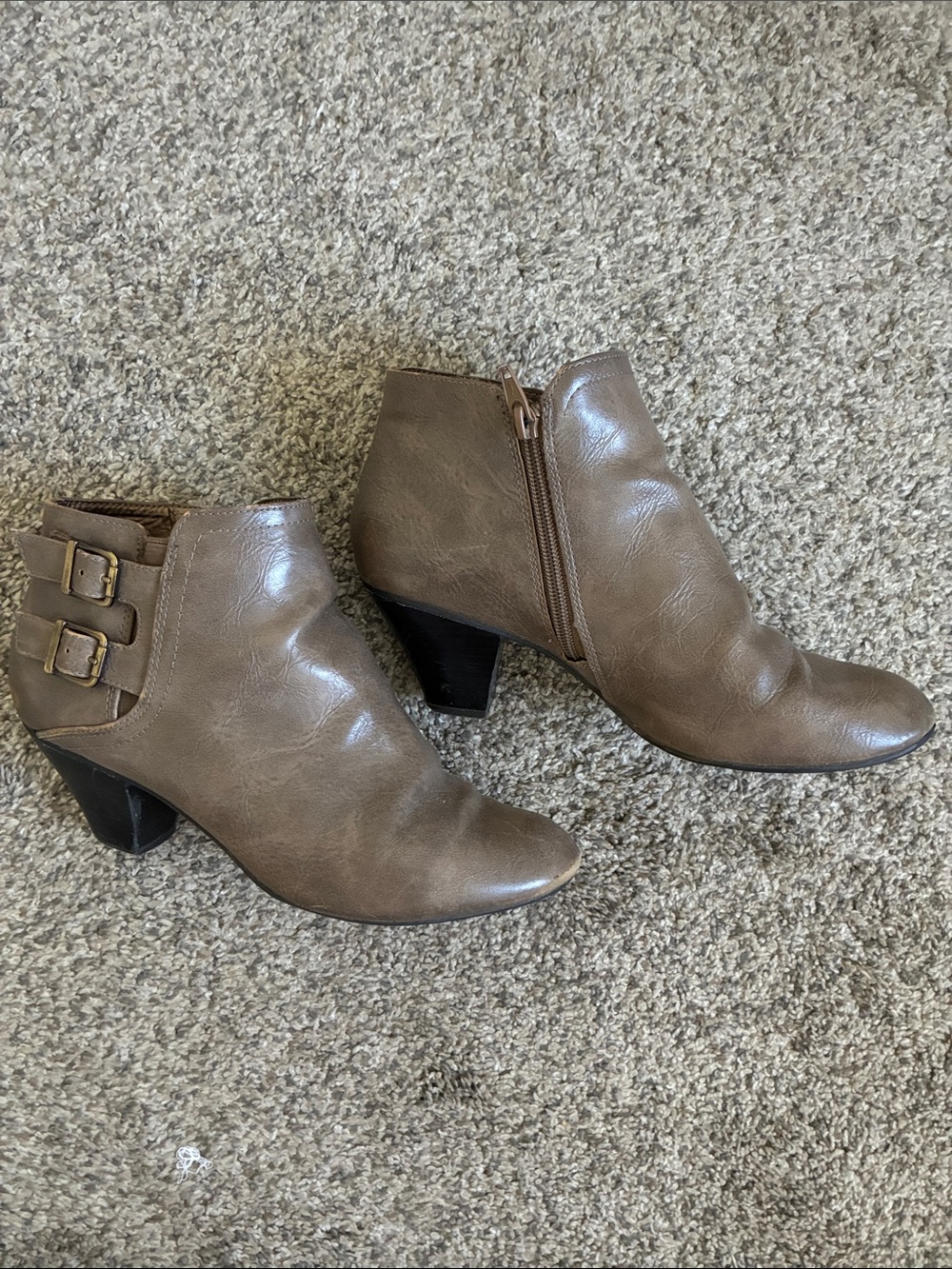 Women’s Taupe Faux Leather Ankle Booties - Classic Everyday Style